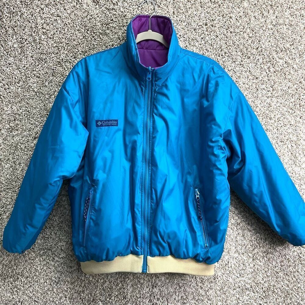 Columbia Coat Women’s Large Reversible Blue and Purple Nylon Zip Up‎ Vintage